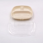 bagasse 3 compartment food tray with lids