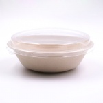 biodegradable bagasse salad bowl with pla lid